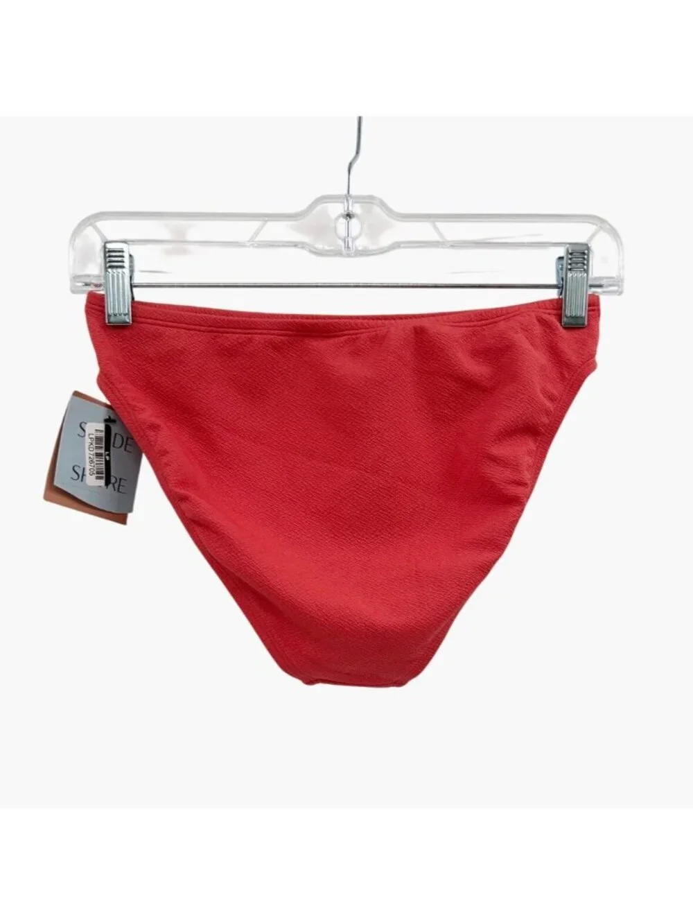 NEW Shade & Shore Crepe High Leg Medium Coverage Bikini Bottom - Red
